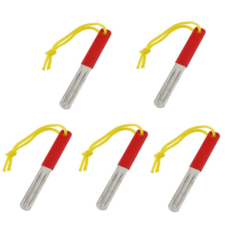 5pcs Double-Sided Fishhook File Fishing Tool(Red)