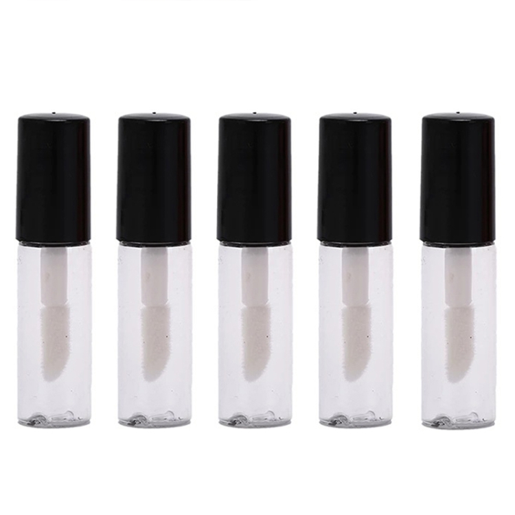 5pcs Lip Glaze Trial Sample Bottle Mini DIY Homemade Lip Gloss Bottles Lip Oil Bottle, Color: Black