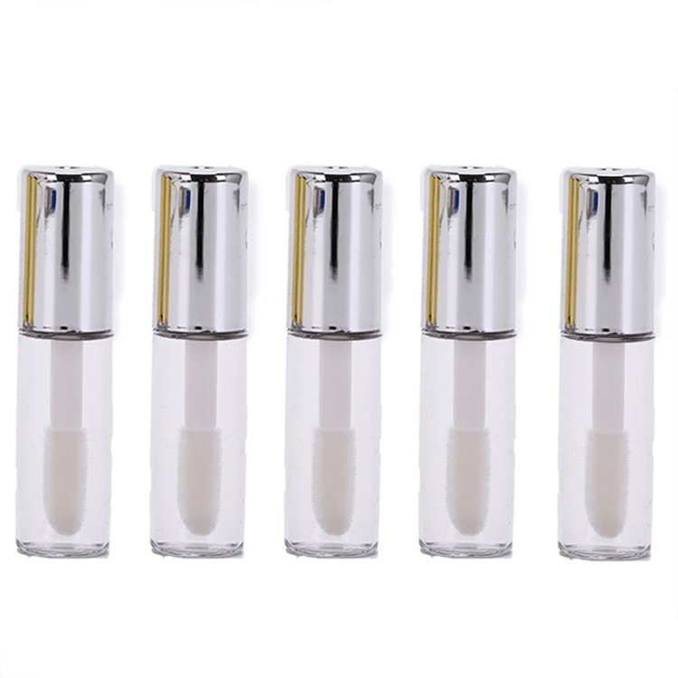 5pcs Lip Glaze Trial Sample Bottle Mini DIY Homemade Lip Gloss Bottles Lip Oil Bottle, Color: Silver