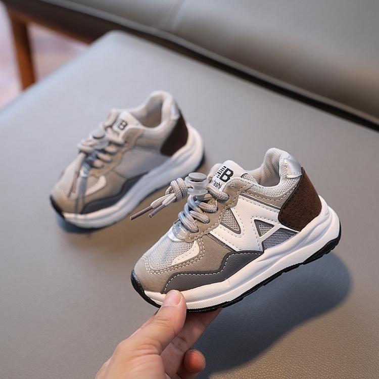 628 Children Sports Mesh Shoes Baby Soft Sole Running Shoes, Size: 33(Gray)