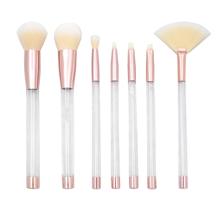 7-In-1 Crystal Makeup Brush Set With Empty Handle Cosmetics Sand Brushes(NO.5 Rose Gold+Yellow)