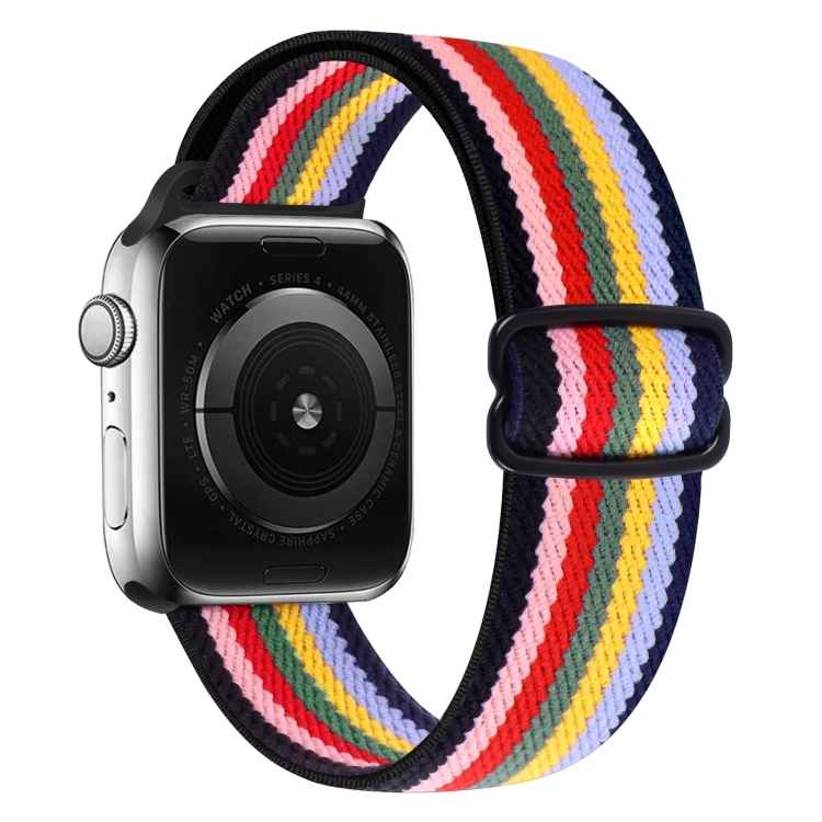 8-shaped Buckle Nylon Watch Band For Apple Watch Ultra 49mm&Watch Ultra 2 49mm / Series 9&8&7 45mm / SE 3&SE 2&6&SE&5&4 44mm / 3&2&1 42mm(Rainbow)