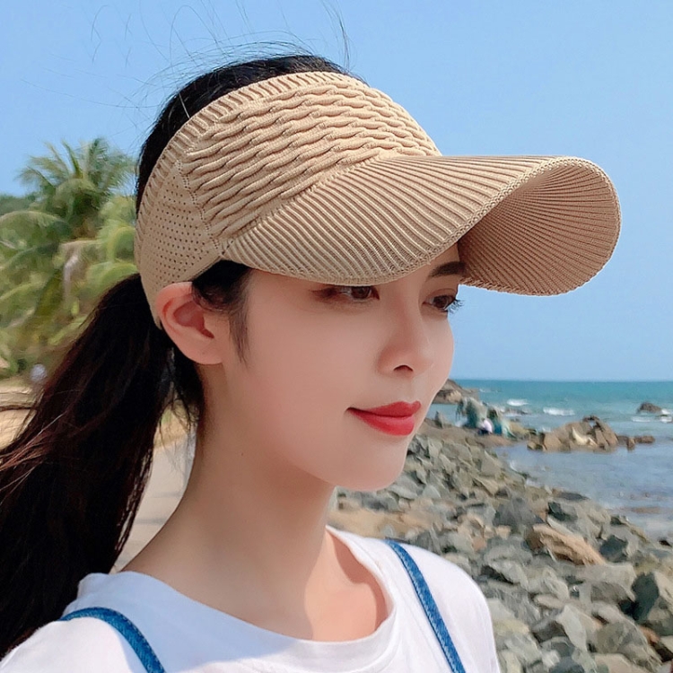 8010 Lady Empty Top Outdoor Sports Peaked Cap Students Sun Hat(Khaki)