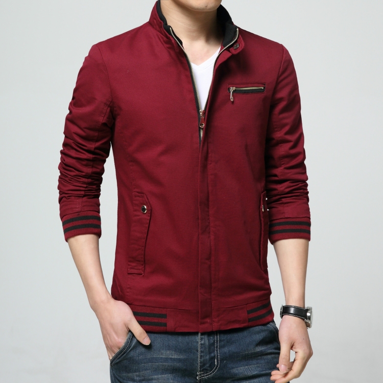 8803 Men Jacket Casual Coat, Size: M(Wine Red)