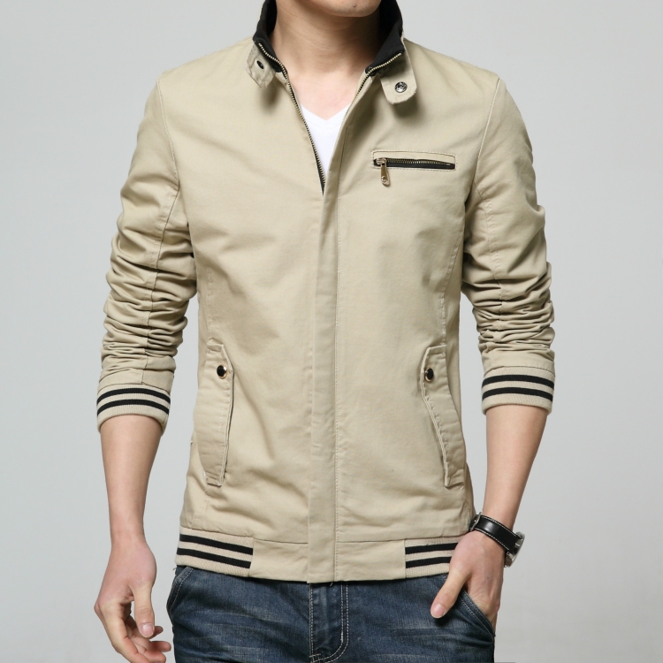 8803 Men Jacket Casual Coat, Size: XXL(Light khaki)
