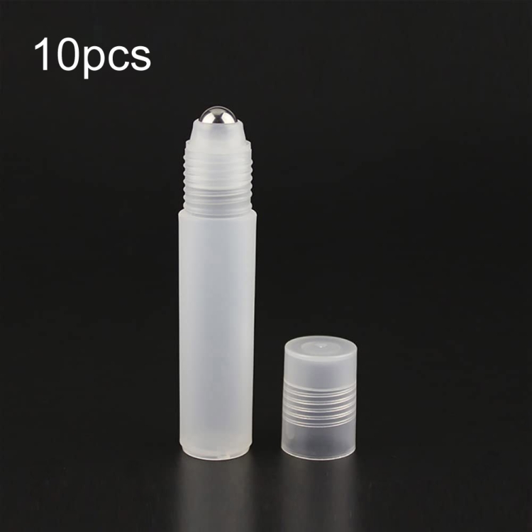 8ml 10pcs Frosted Roller Ball Empty Bottle Plastic Portable Perfume Roller Ball Bottle Essential Oil Dispenser Bottle(钢珠)