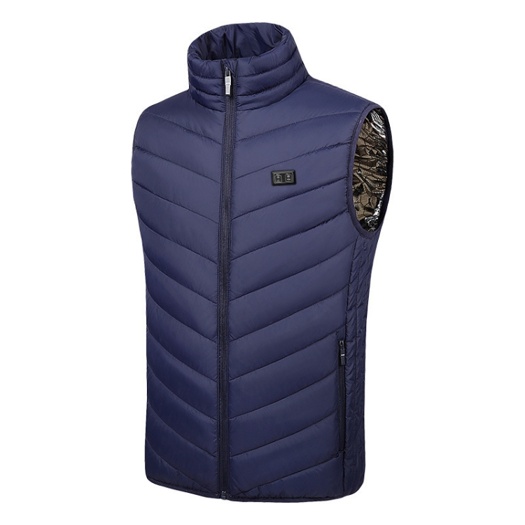 9 Area Double Control Blue USB Electric Heating Undershirt Intelligent Warm Vest(6XL)