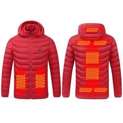 9 Zone Red USB Winter Electric Heated Jacket Warm Thermal Jacket, Size: XXXL