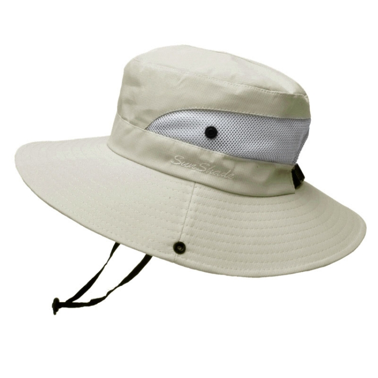 9002 Summer Women Outdoor Sun Hats Fisherman Hat With Ponytail Hole(Monochrome Adult Beige)