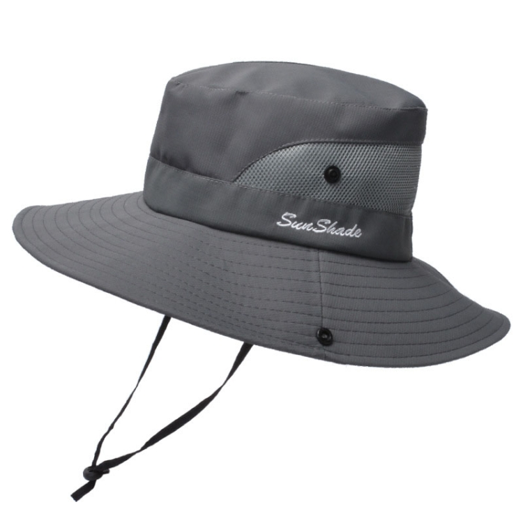 9002 Summer Women Outdoor Sun Hats Fisherman Hat With Ponytail Hole(Monochrome Adult Gray)