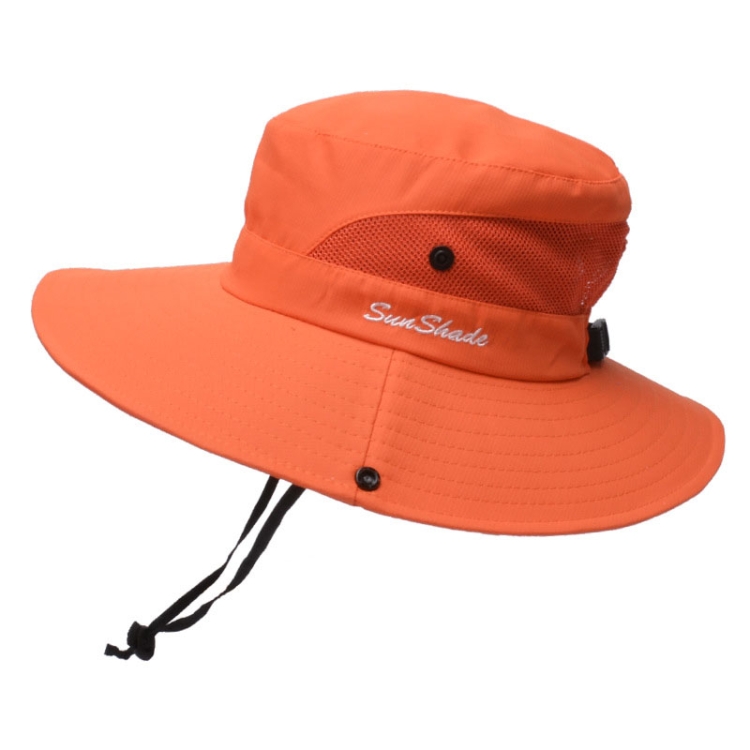 9002 Summer Women Outdoor Sun Hats Fisherman Hat With Ponytail Hole(Monochrome Adult Orange)