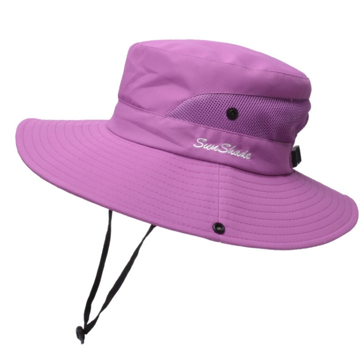 9002 Summer Women Outdoor Sun Hats Fisherman Hat With Ponytail Hole(Monochrome Adult Purple)