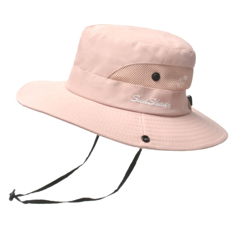 9002 Summer Women Outdoor Sun Hats Fisherman Hat With Ponytail Hole(Monochrome Children Pink)