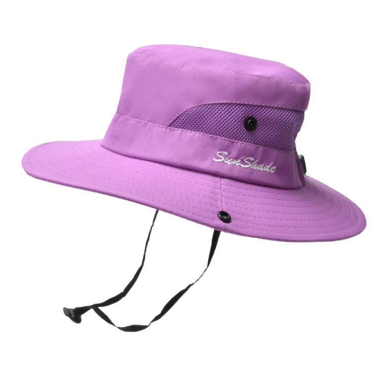 9002 Summer Women Outdoor Sun Hats Fisherman Hat With Ponytail Hole(Monochrome Children Purple)