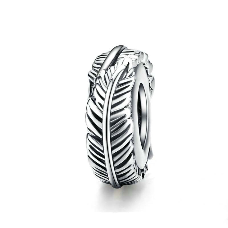 925 Sterling Silver Bohemia Feather Beads For Women DIY Bracelet Accessories