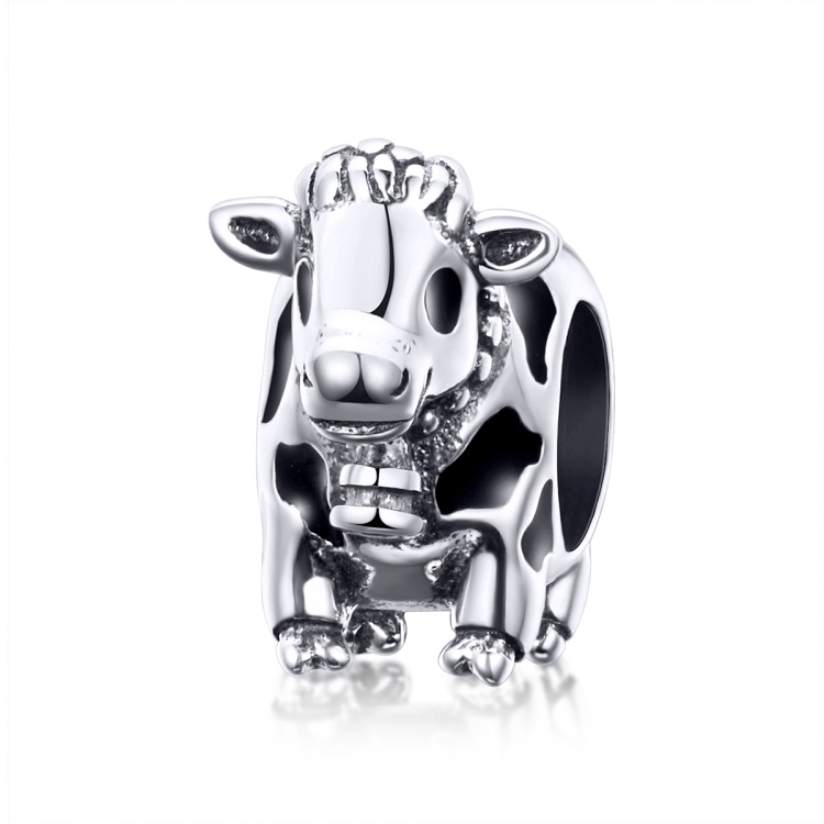 925 Sterling Silver Cute Cow DIY Animal Beaded Bracelet Accessory