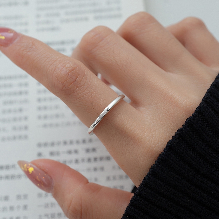 925 Sterling Silver Smile Heart Open Ring, Specification:J2816