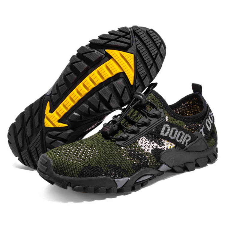 9322 Men Thick Soled Outdoor River Tracing Hiking Shoes, Size:45(Army Green)