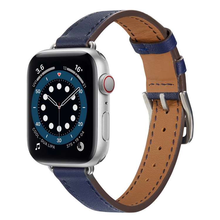 A Style Leather Watch Band Watch Band For Apple Watch Series 9&8&7 41mm / SE 3&SE 2&6&SE&5&4 40mm / 3&2&1 38mm(Blue)