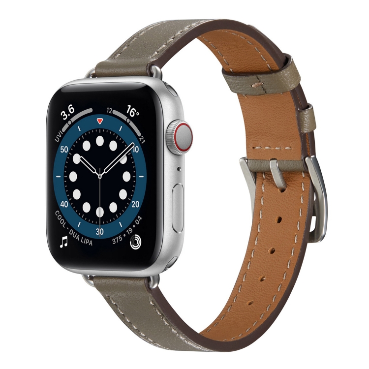 A Style Leather Watch Band Watch Band For Apple Watch Series 9&8&7 41mm / SE 3&SE 2&6&SE&5&4 40mm / 3&2&1 38mm(Grey)