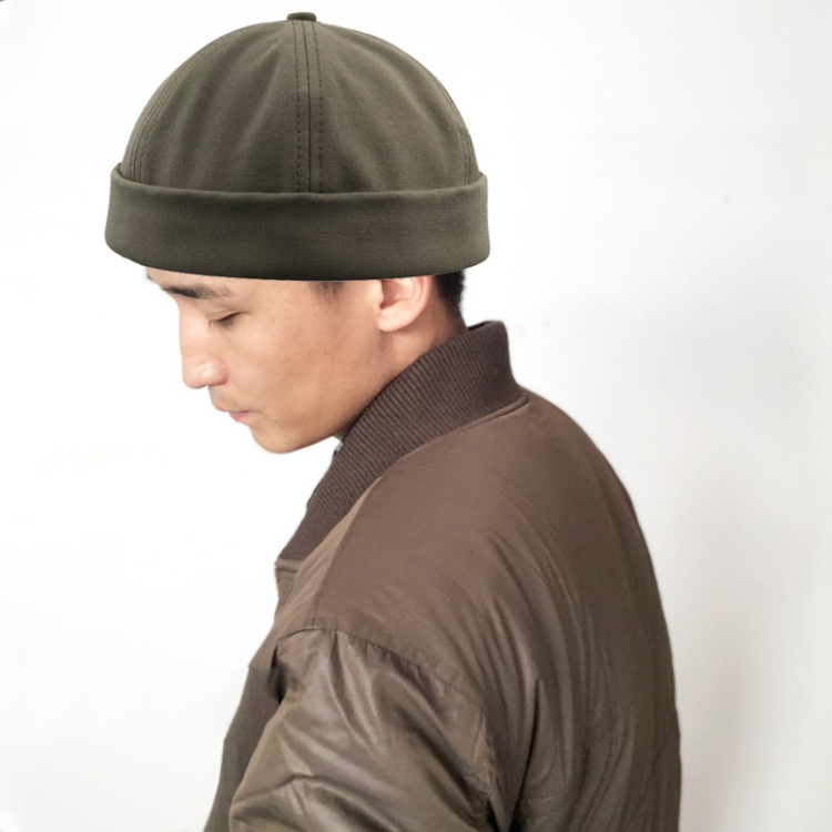 A36 Cartoon Coconut Tree Pattern Retro Hip Hop Without Eaves Sailor Hat Landlord Hat Skullcap, Size:One Size(Dark Green)