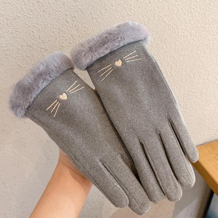 A56 Keep Warm Touch Screen Plus Velvet Thick Anti-Cold Riding Gloves, Size: One Size(Gray)