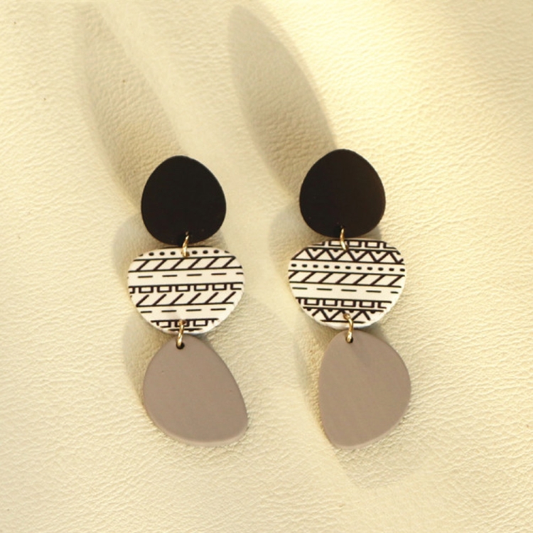 Acrylic Irregular Graphic Stitching Long Ladies Earrings(01)