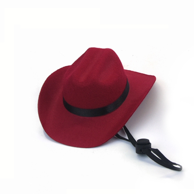 Adjustable Pet Cowboy Hat Dog Cosplay Cap Holiday Costume Party Decoration, Size: M(Wine Red)