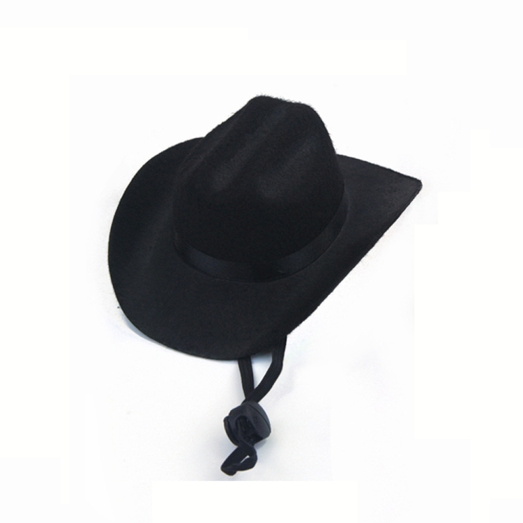 Adjustable Pet Cowboy Hat Dog Cosplay Cap Holiday Costume Party Decoration, Size: S(Black)