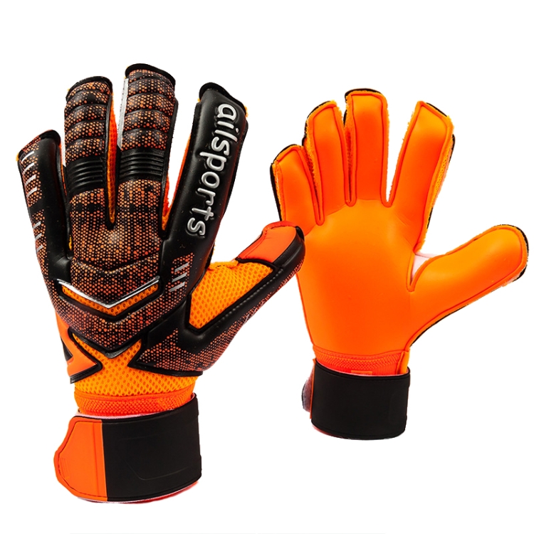 Ailsports ST5511 1 Pair Goalkeeper Thicken Latex Fingers Protection Gloves, Size: 10(Orange)