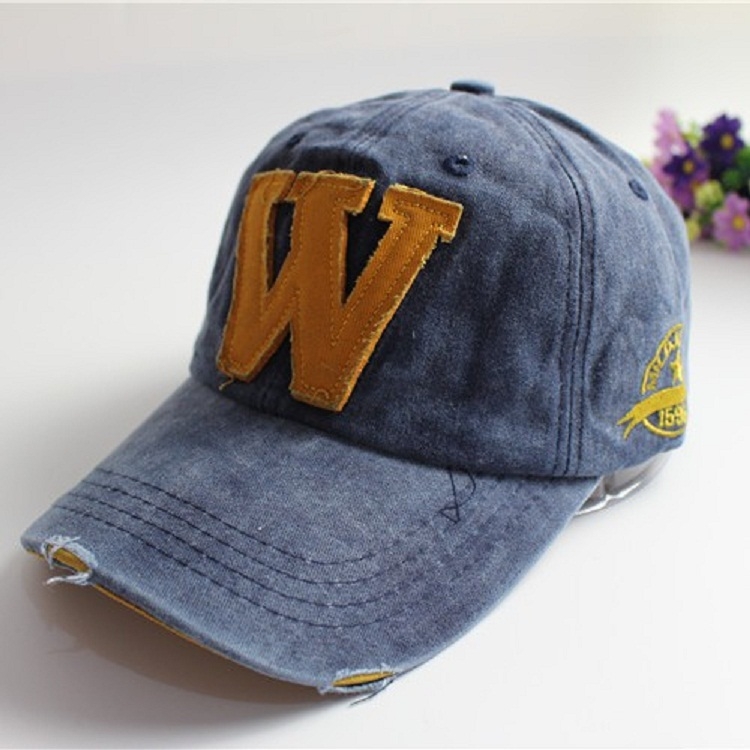 Alphabet Pattern Canvas Baseball Cap(Denim Blue)