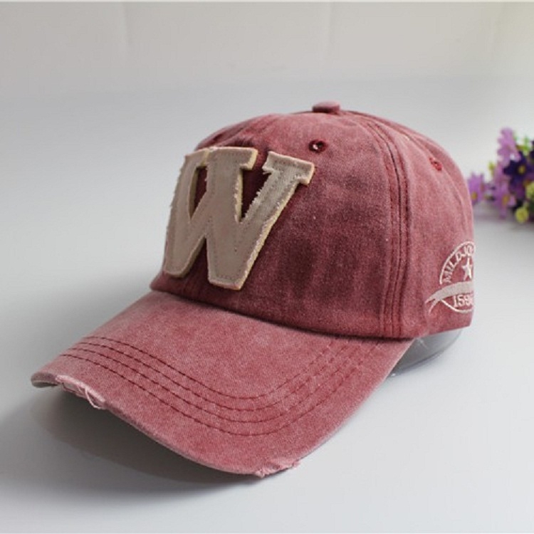 Alphabet Pattern Canvas Baseball Cap(Wine Red)
