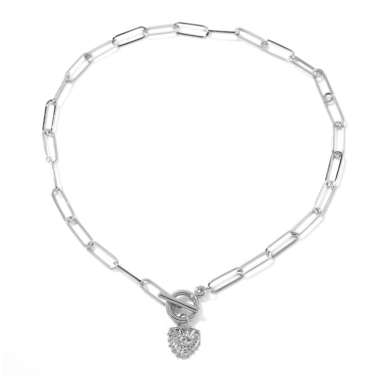 Angel Eyes Pendant Layered Necklace, Model: N2106-20 Silver Love Eyes