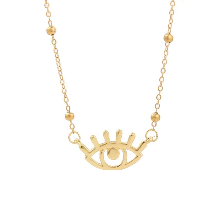 Angel Eyes Pendant Layered Necklace, Model: N2107-22 Big Eyelashes