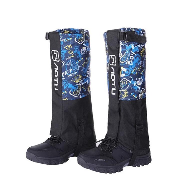 AOTU AT8913 1pair Children Riding Skiing Waterproof Calf Protectors Outdoor Sandproof Shoes Covers, Color: Blue Astronaut With Fleece L