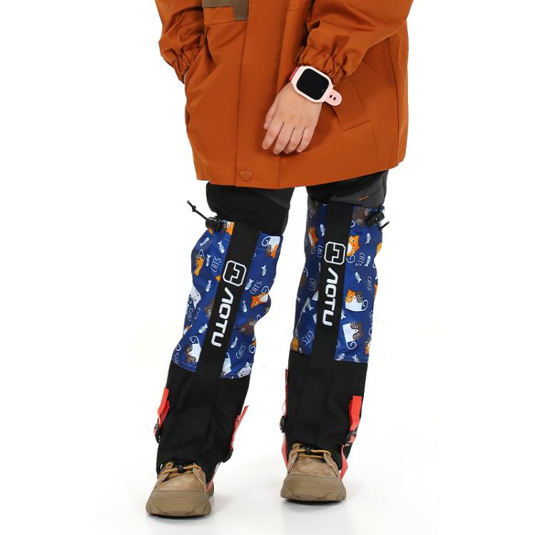 AOTU AT8913 1pair Children Riding Skiing Waterproof Calf Protectors Outdoor Sandproof Shoes Covers, Color: Blue Cat L