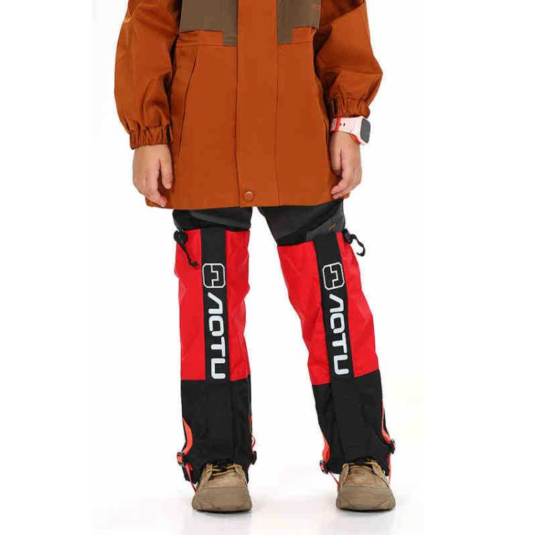 AOTU AT8913 1pair Children Riding Skiing Waterproof Calf Protectors Outdoor Sandproof Shoes Covers, Color: Red L