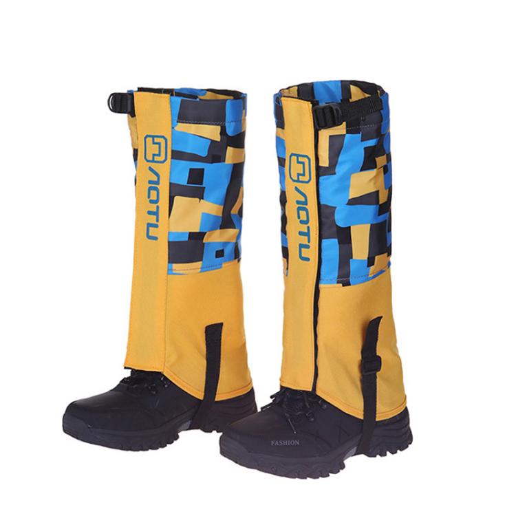 AOTU AT8913 1pair Children Riding Skiing Waterproof Calf Protectors Outdoor Sandproof Shoes Covers, Color: Yellow Printed With Fleece L