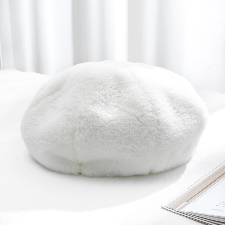 Autumn and Winter Beret Ladies Hats Plush Warmth Retro Painter Hat, Size: Adjustable(Milky White)