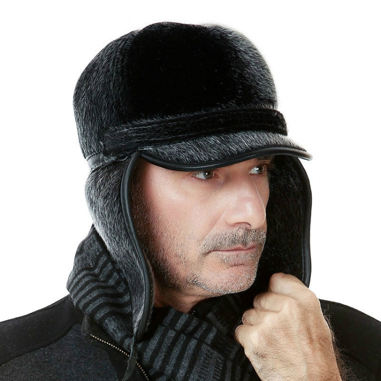 Autumn and Winter Imitation Mink Fur Warm Bombrt Hats Flight Cap for Middle-aged Men, Size:XL(Above 60cm)(Gray)