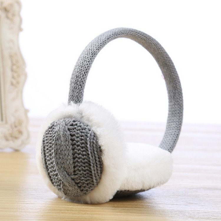 Autumn and Winter Ladies Wild Rabbit Fur Warm Earmuffs, Size:One Size(Gray)
