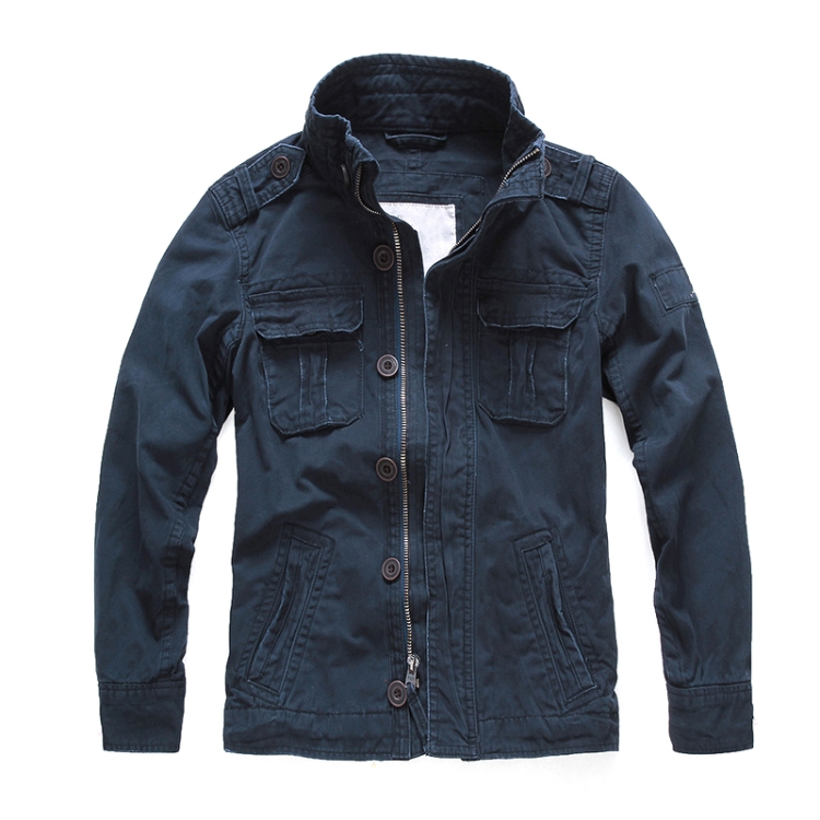 Autumn And Winter Middle Aged Men Jacket Casual Workers Dress Denim Jackets Clothes, Size: L(Pauline)