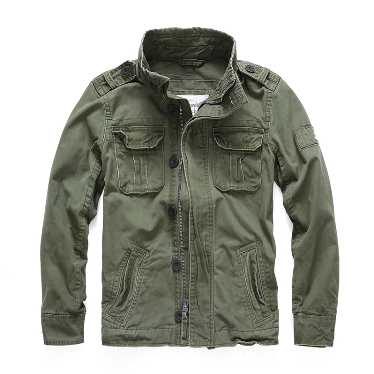 Autumn And Winter Middle Aged Men Jacket Casual Workers Dress Denim Jackets Clothes, Size: M(Deep Army Green)