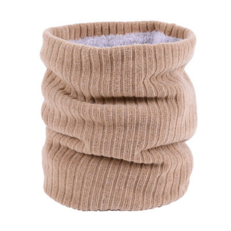 Autumn and Winter Outdoor Cycling Plus Velvet Knitted Warm Windproof Scarf(Khaki)