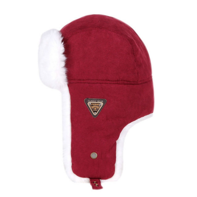 Autumn and Winter Outdoor Travel Windproof Warm Ear Protected Cap Flight Hats, Size:L(58-60cm)( Wine Red)