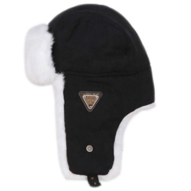 Autumn and Winter Outdoor Travel Windproof Warm Ear Protected Cap Flight Hats, Size:L(58-60cm)(Black)