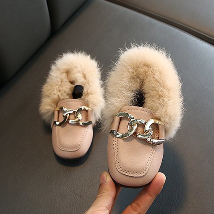 Autumn And Winter Plush Shoes Peas Shoes For Children, Size: 23 Yards 14.5cm(Pink)