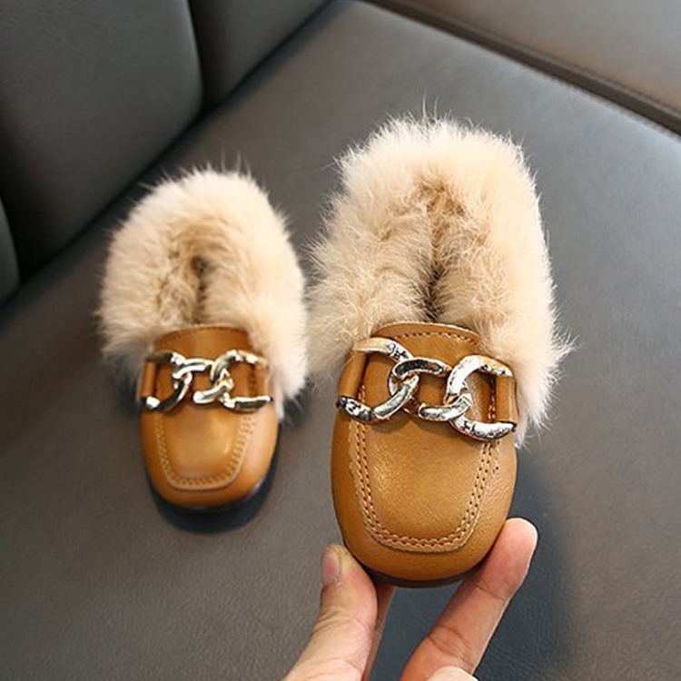 Autumn And Winter Plush Shoes Peas Shoes For Children, Size: 24 Yards 15cm(Yellow)