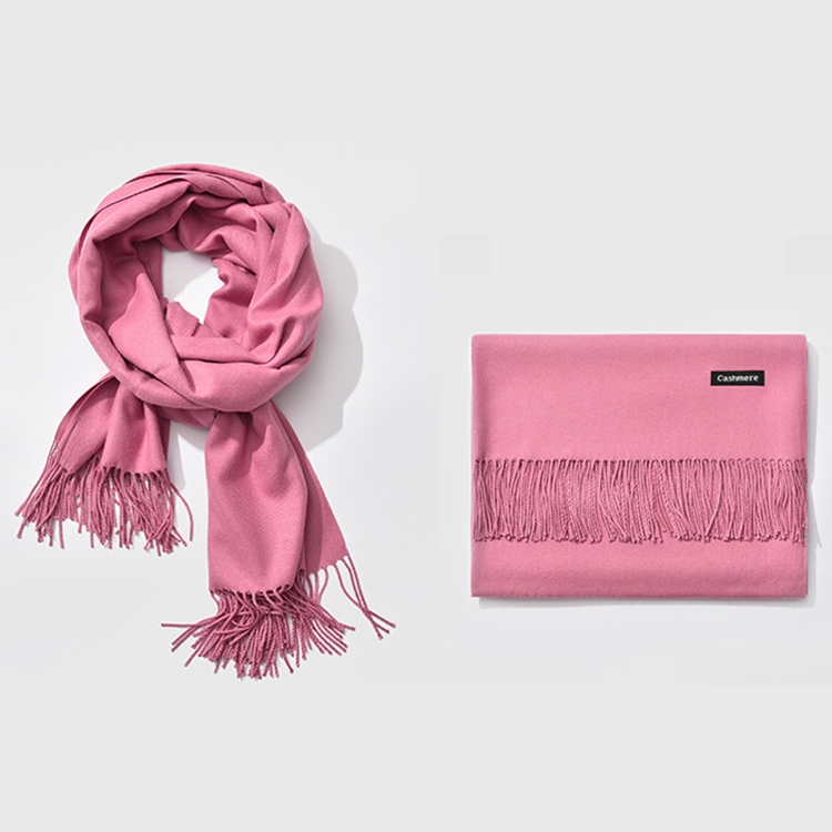 Autumn and Winter Season Classic Solid Color Imitation Cashmere Scarf, Size: 60 * 200cm(Light Magenta)