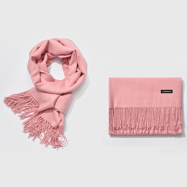 Autumn and Winter Season Classic Solid Color Imitation Cashmere Scarf, Size: 60 * 200cm(Light Pink)